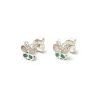 White & Green Butterfly Earrings in 925 Sterling Silver – Petite Silver Butterflies