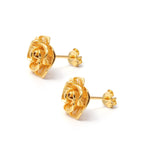 Gold Rose Earrings in 18K Gold-Plated Sterling Silver – Petite Rose Blooms