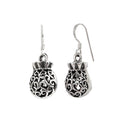 Sterling Silver Filigree Pouch Earrings – Ornate 925 Silver Dangles