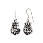 Sterling Silver Filigree Pouch Earrings – Ornate 925 Silver Dangles