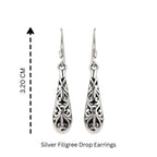 Sterling Silver Filigree Drop Earrings – Lace-Like 925 Silver Dangles