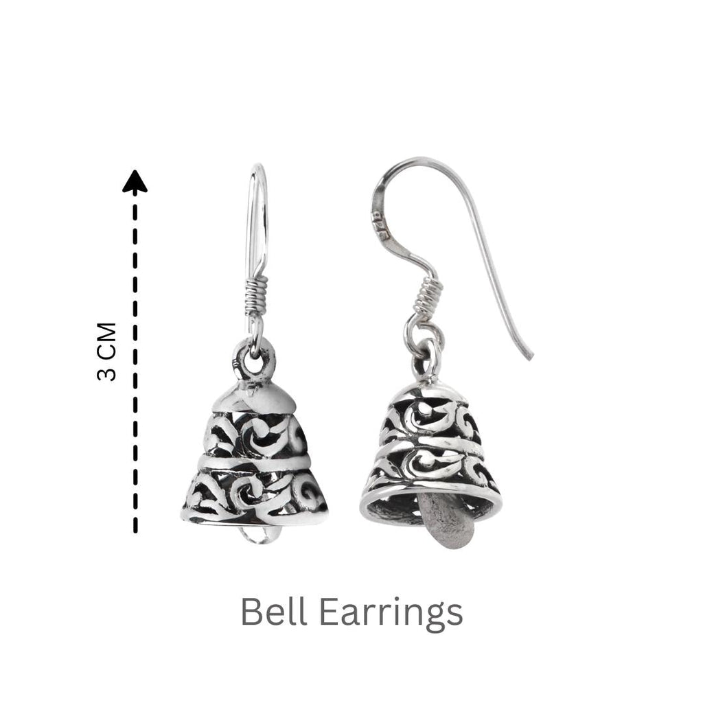 Sterling Silver Bell Dangle Earrings – Polished 925 Silver Drops
