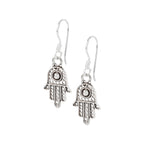 Sterling Silver Hamsa Hand Earrings – 925 Silver Protection Dangles