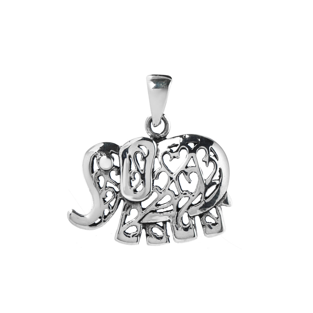 Sterling Silver Elephant Pendant – 925 Silver Good Luck Necklace Charm