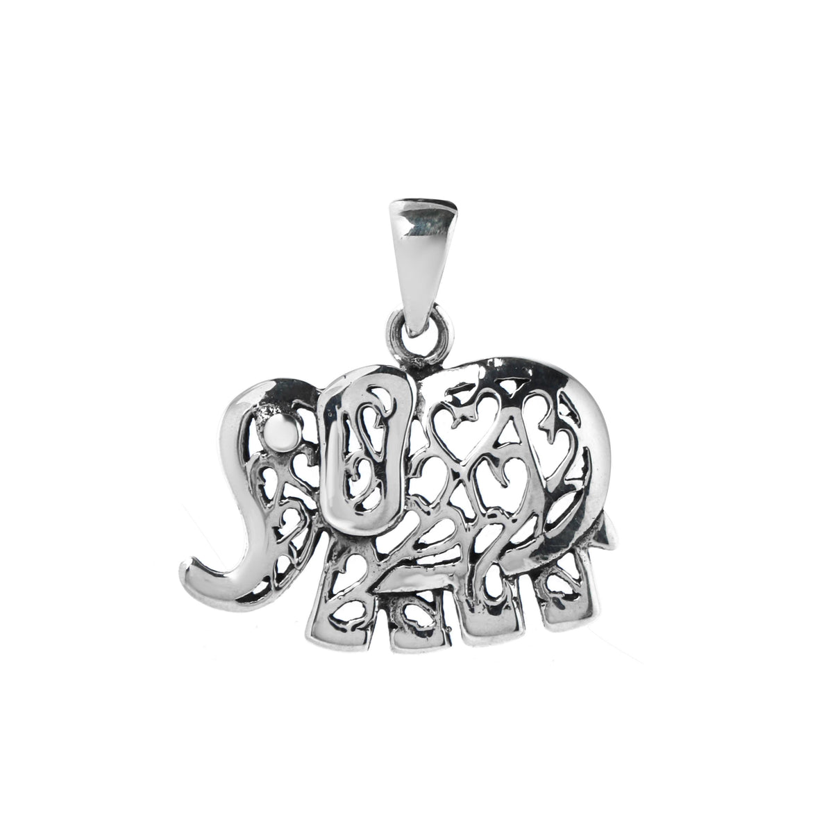 Sterling Silver Elephant Pendant – 925 Silver Good Luck Necklace Charm