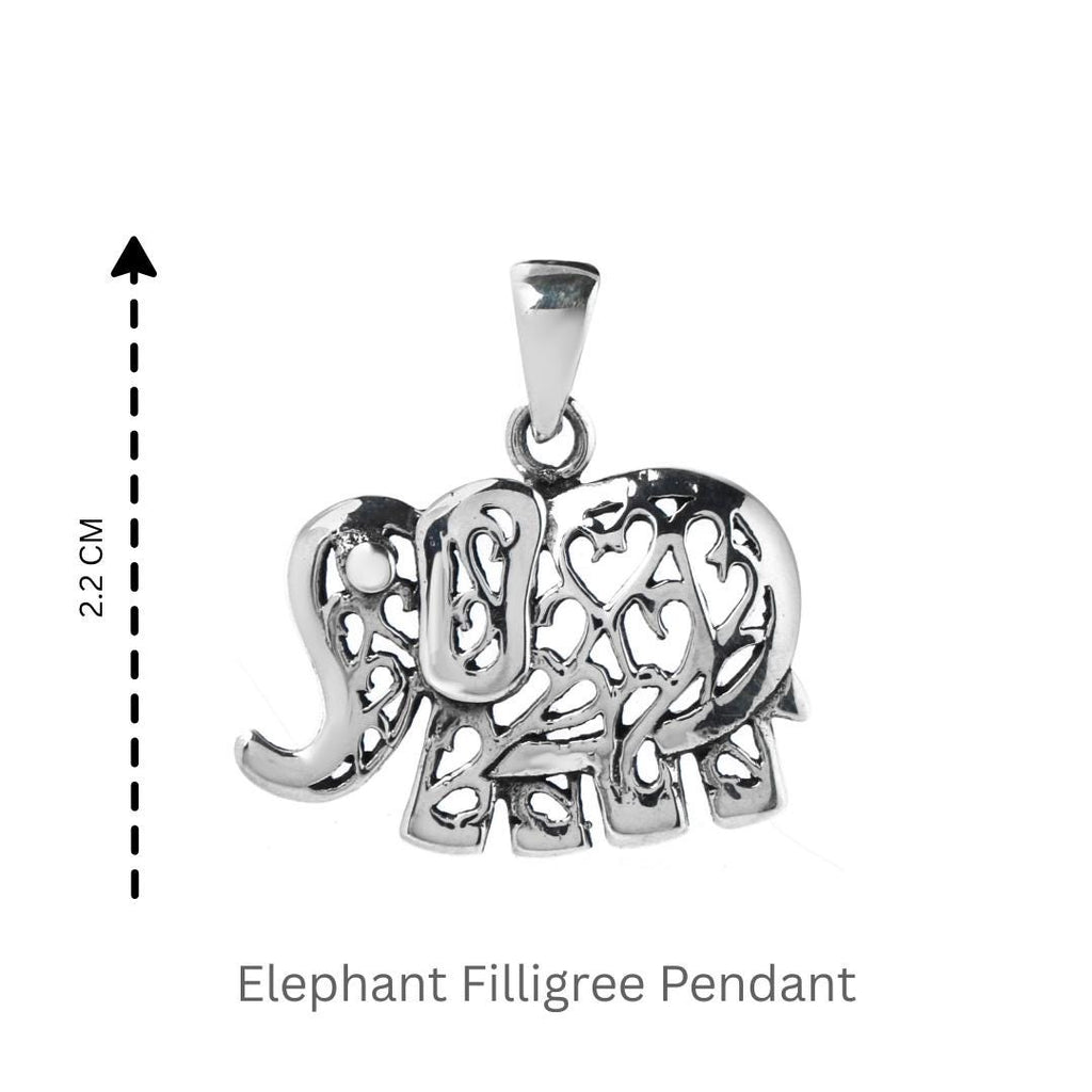 Sterling Silver Elephant Pendant – 925 Silver Good Luck Necklace Charm