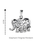 Sterling Silver Elephant Pendant – 925 Silver Good Luck Necklace Charm