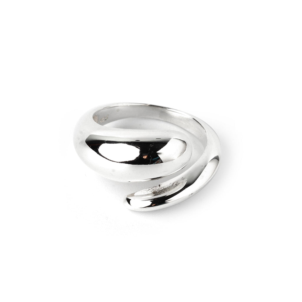 Sterling Silver Swirl Ring – Sculptural 925 Silver Wave Band