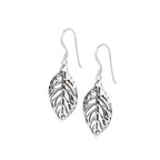 Sterling Silver Leaf Dangle Earrings – Long 925 Silver Leaf Drops