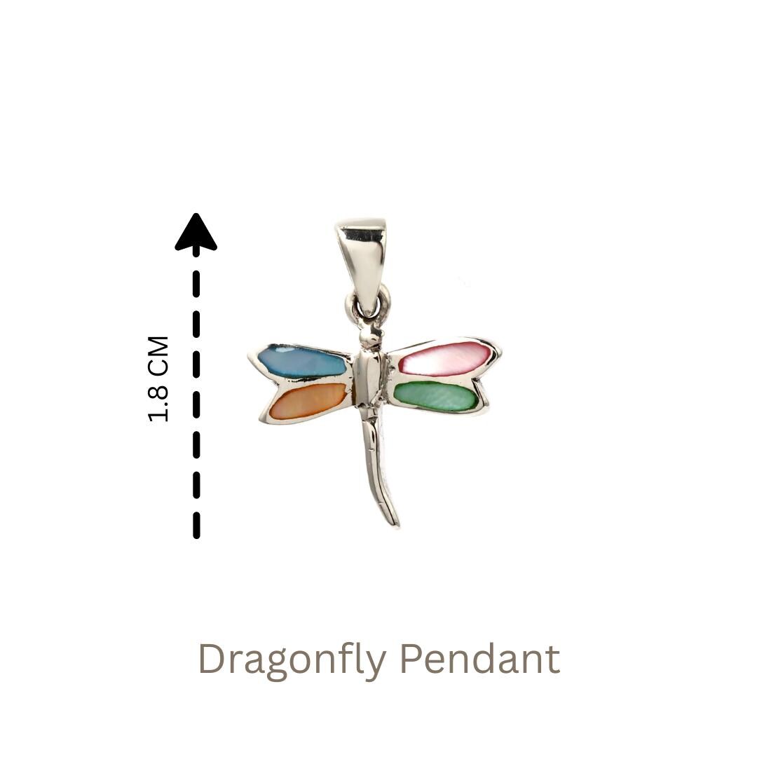 Colorful Dragonfly Pendant in 925 Sterling Silver – Nature-Inspired Charm