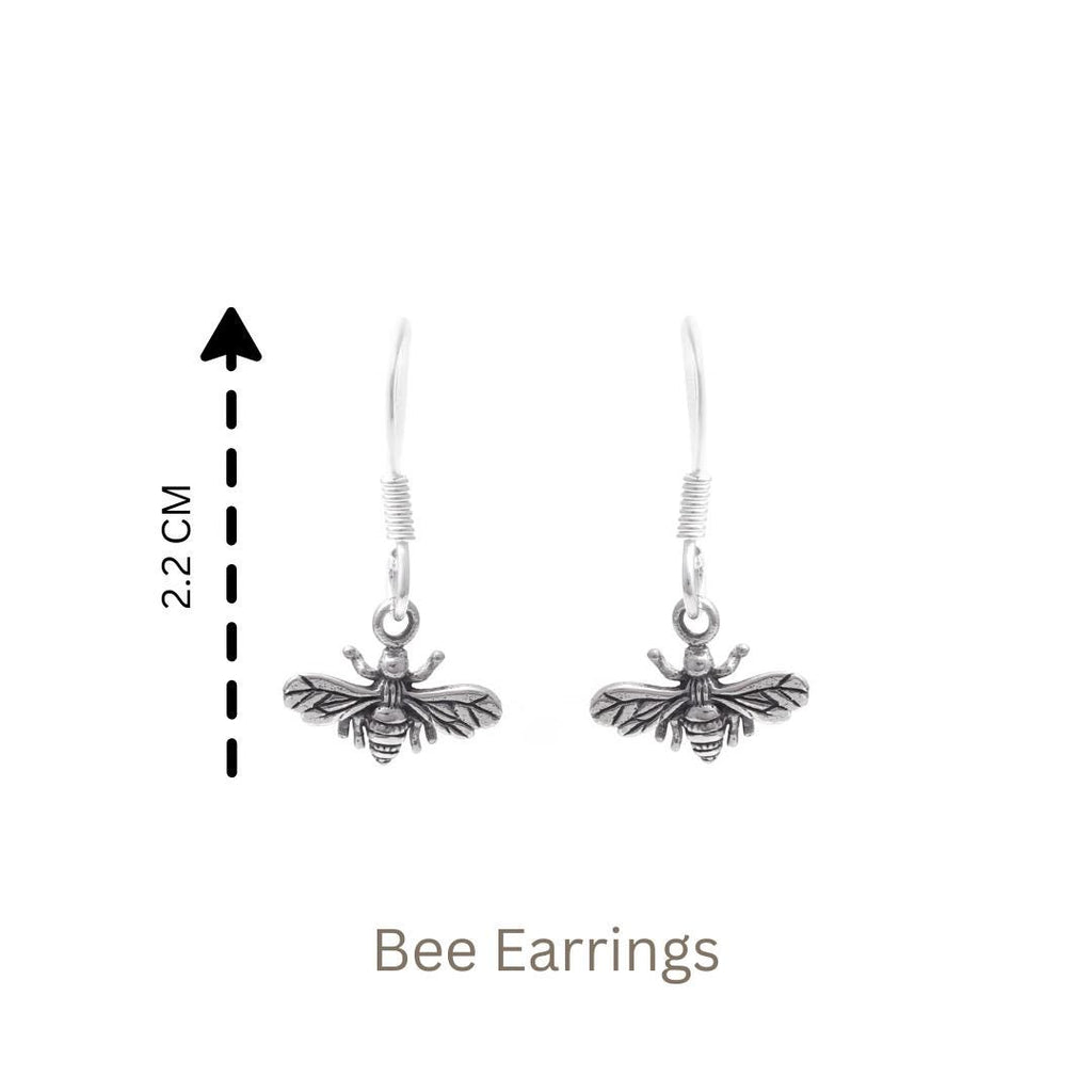 Sterling Silver Bee Dangle Earrings – Dainty 925 Silver Honeybee Drops