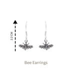 Sterling Silver Bee Dangle Earrings – Dainty 925 Silver Honeybee Drops