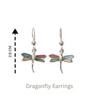 Colorful Dragonfly Earrings in 925 Sterling Silver – Nature-Inspired Dangle Drops