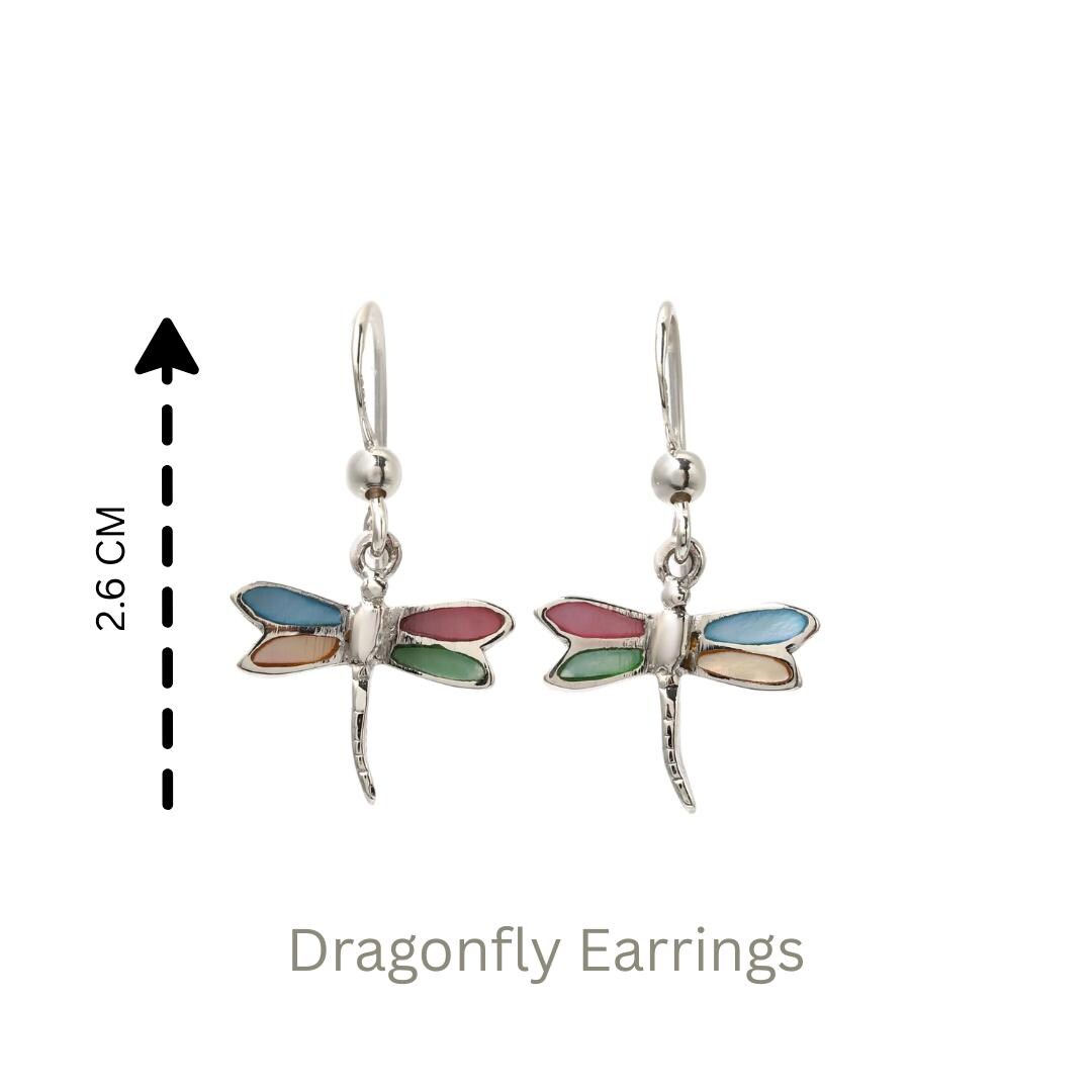 Colorful Dragonfly Earrings in 925 Sterling Silver – Nature-Inspired Dangle Drops
