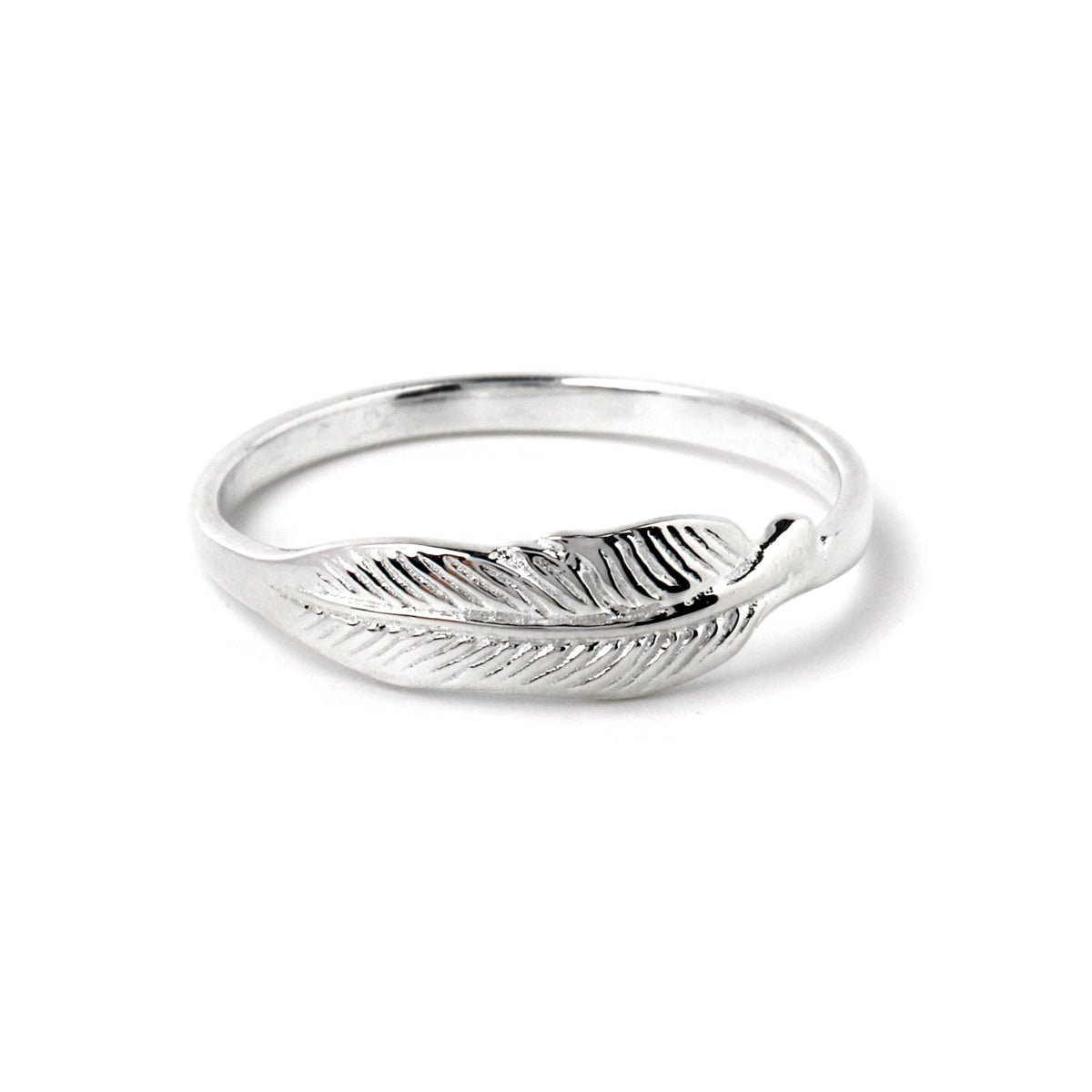 Sterling Silver Feather Ring – Wrap-Style 925 Silver Boho Band
