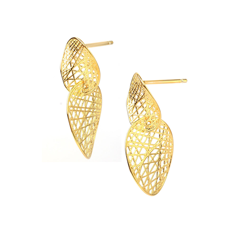 Gold Swirl Drop Earrings in 18K Gold-Plated Sterling Silver – Elegant Dangles