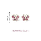 Pink Butterfly Earrings in 925 Sterling Silver – Petite Silver Butterflies