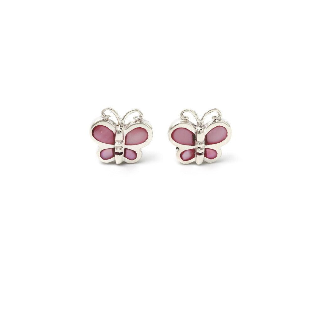 Pink Butterfly Earrings in 925 Sterling Silver – Petite Silver Butterflies