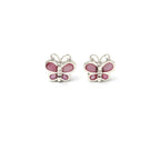 Pink Butterfly Earrings in 925 Sterling Silver – Petite Silver Butterflies