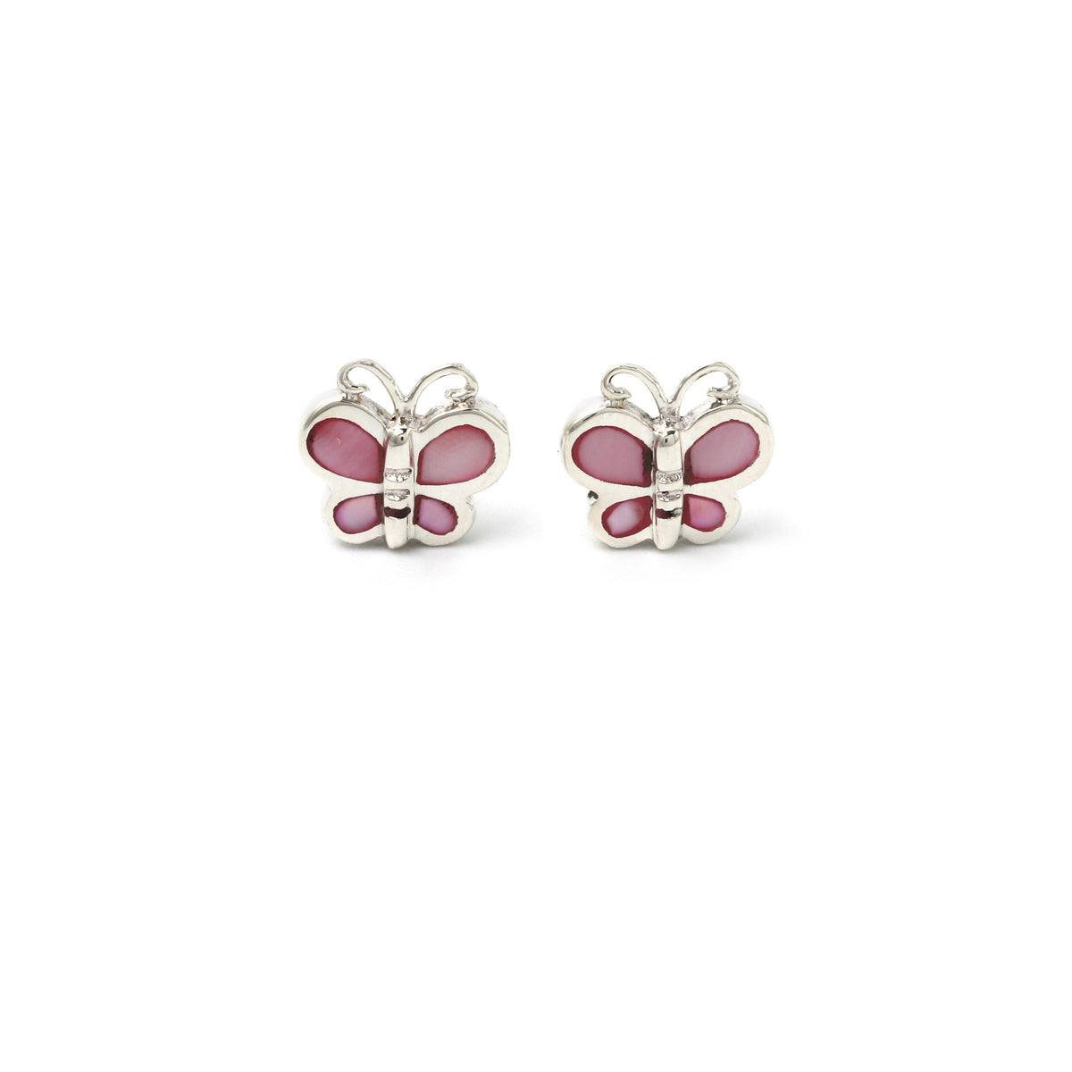 Pink Butterfly Earrings in 925 Sterling Silver – Petite Silver Butterflies