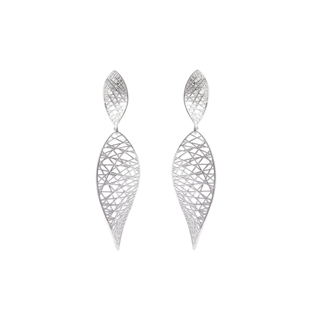 Sterling Silver Twist Drop Earrings – Long 925 Silver Dangles