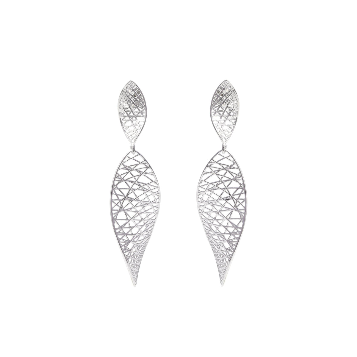 Sterling Silver Twist Drop Earrings – Long 925 Silver Dangles