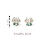 White & Green Butterfly Earrings in 925 Sterling Silver – Petite Silver Butterflies