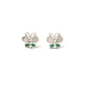 White & Green Butterfly Earrings in 925 Sterling Silver – Petite Silver Butterflies