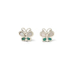 White & Green Butterfly Earrings in 925 Sterling Silver – Petite Silver Butterflies
