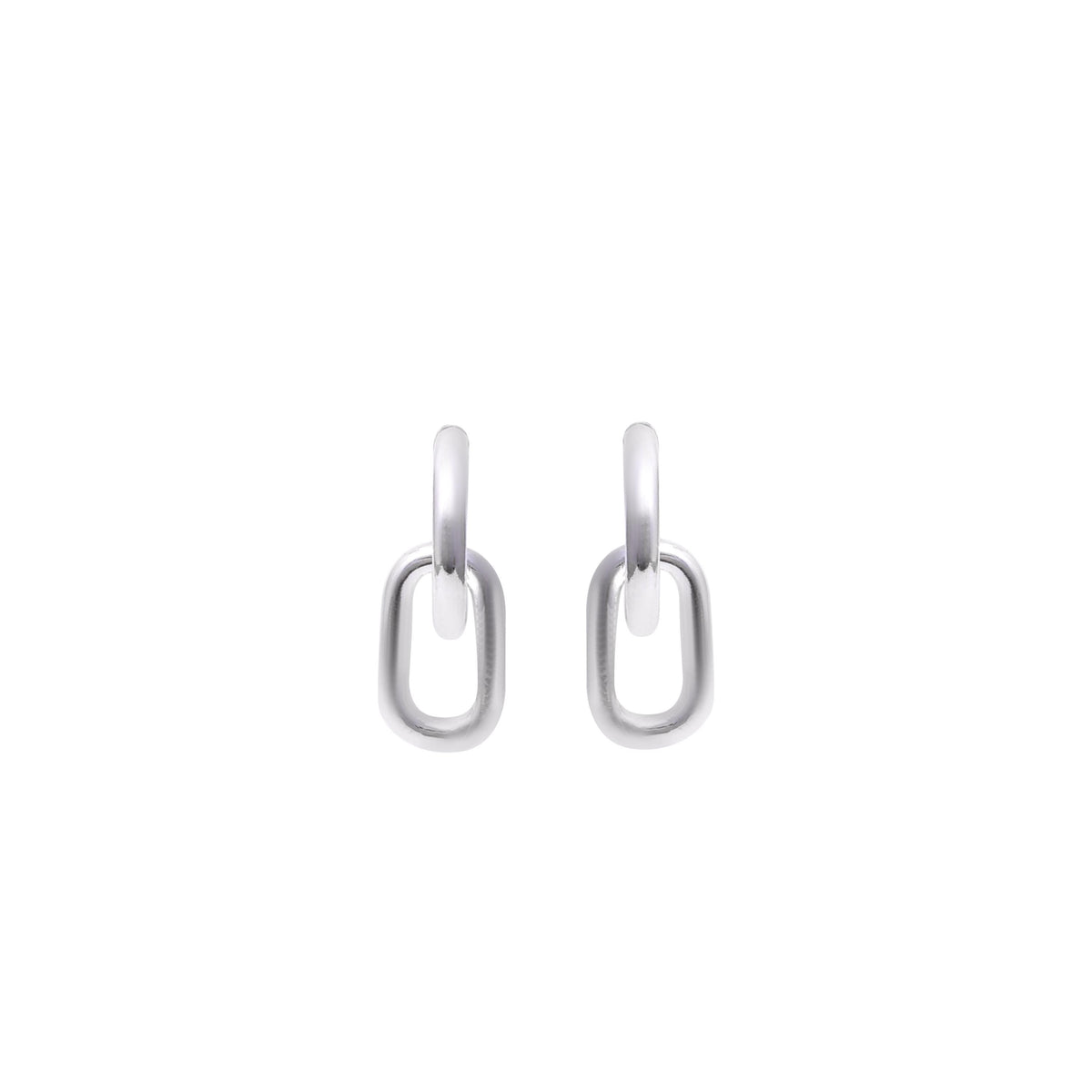 Sterling Silver Linked Earrings – Modern 925 Silver Chain Link Drops