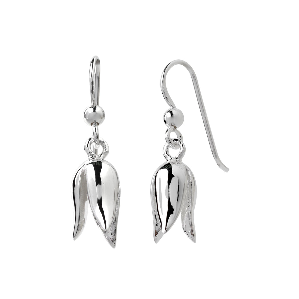 Sterling Silver Tulip Earrings – Sculpted 925 Silver Flower Drops