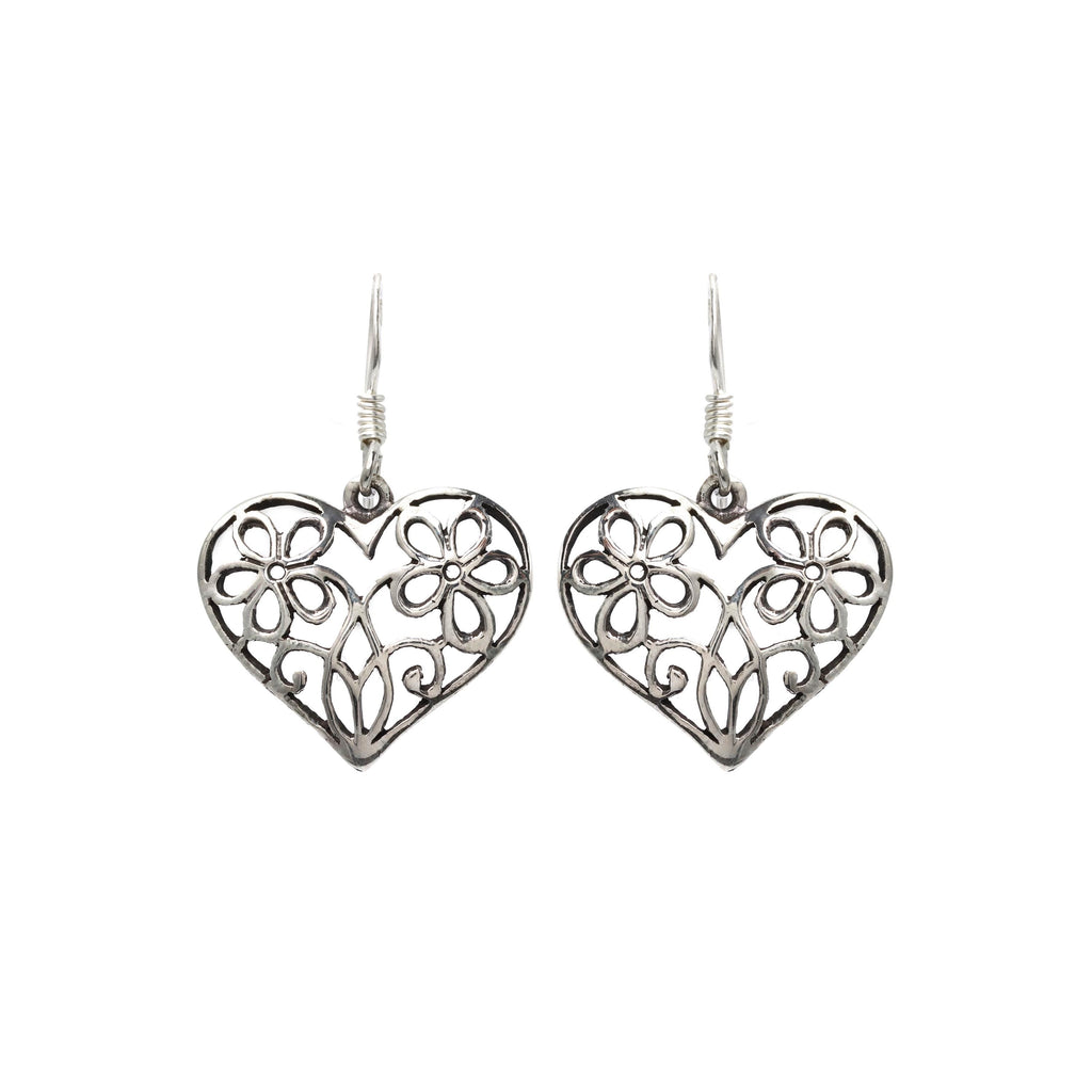 Sterling Silver Heart Drop Earrings – Polished 925 Silver Hearts