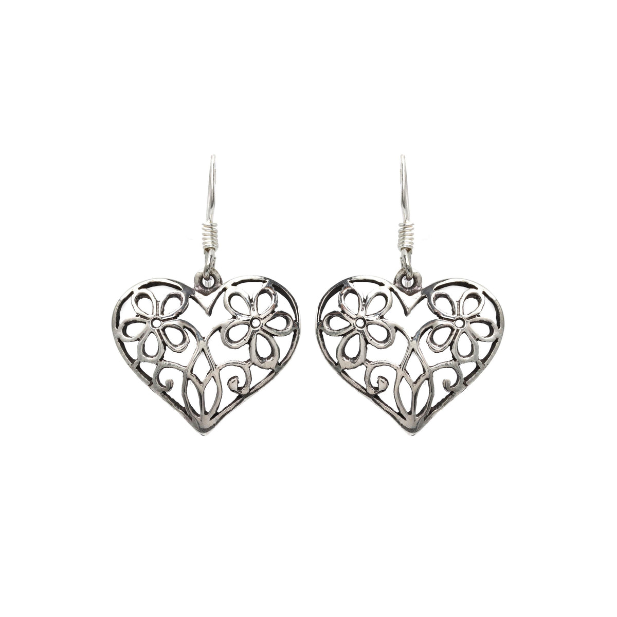 Sterling Silver Heart Drop Earrings – Polished 925 Silver Hearts