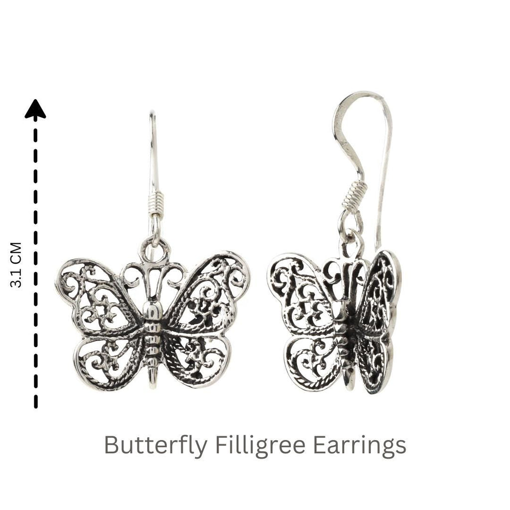 Sterling Silver Butterfly Dangle Earrings – 925 Silver Drops