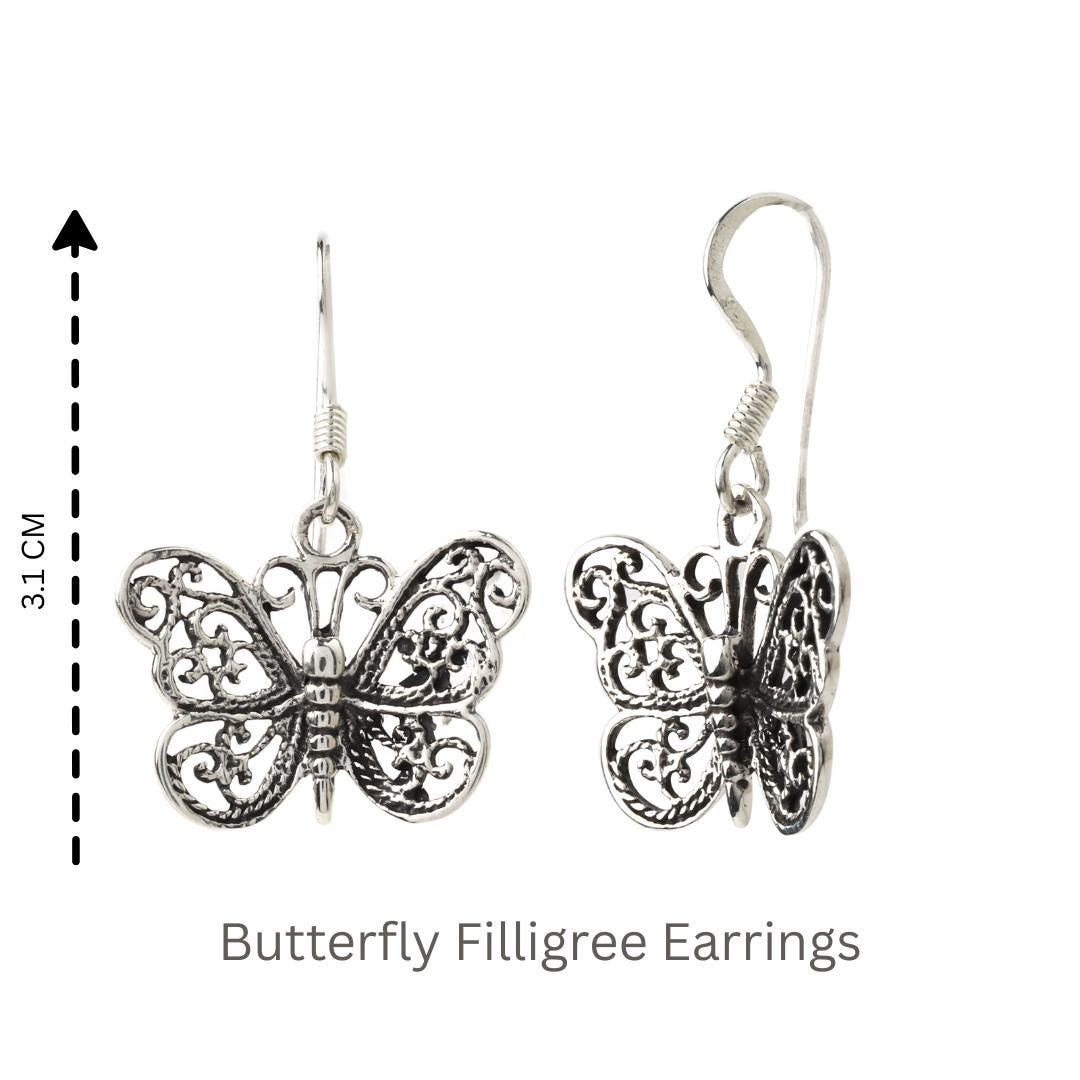 Sterling Silver Butterfly Dangle Earrings – 925 Silver Drops