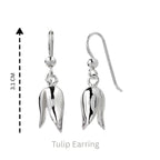 Sterling Silver Tulip Earrings – Sculpted 925 Silver Flower Drops