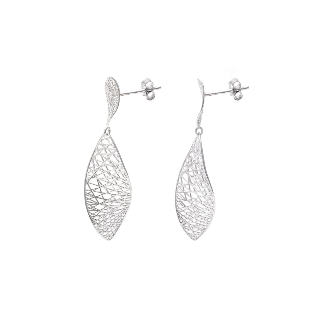 Sterling Silver Twist Drop Earrings – Long 925 Silver Dangles