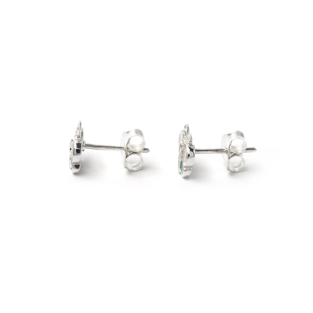 White & Green Butterfly Earrings in 925 Sterling Silver – Petite Silver Butterflies