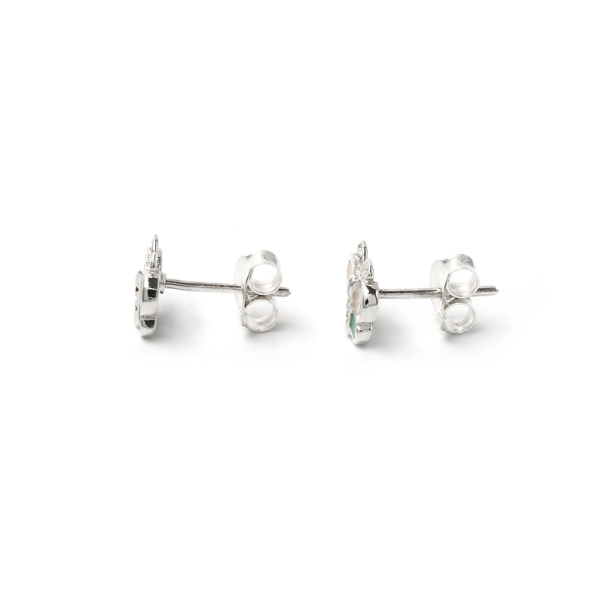 White & Green Butterfly Earrings in 925 Sterling Silver – Petite Silver Butterflies