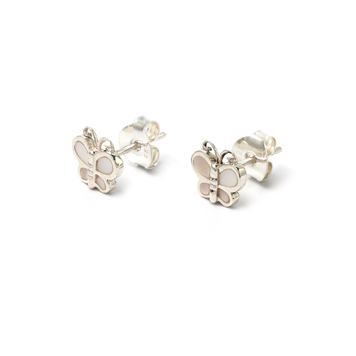 White Butterfly Earrings in 925 Sterling Silver – Petite Silver Butterflies