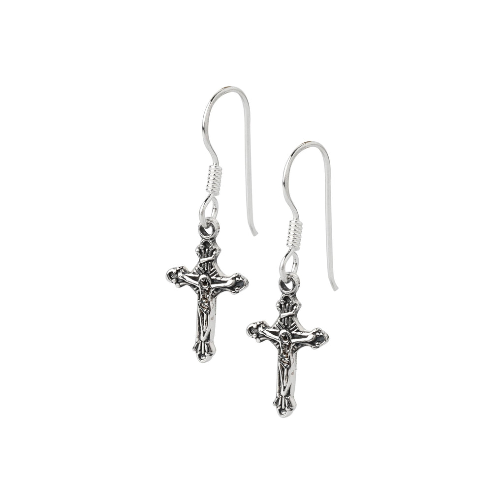 Sterling Silver Cross Dangle Earrings – Minimalist 925 Silver Drops