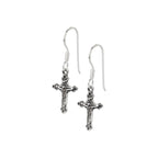 Sterling Silver Cross Dangle Earrings – Minimalist 925 Silver Drops