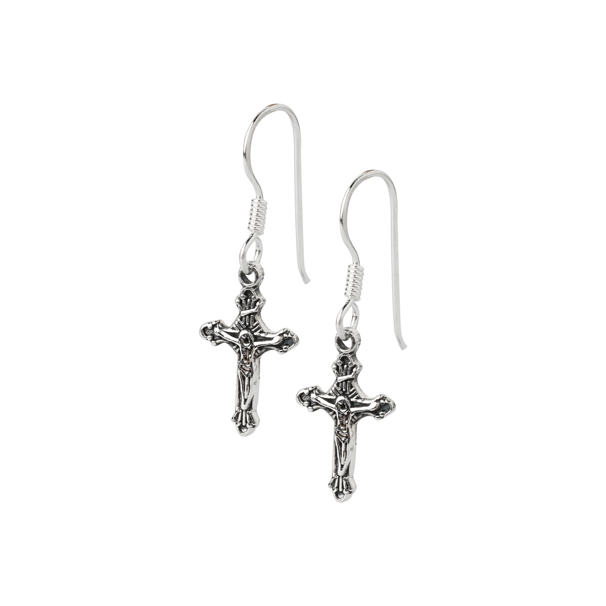 Sterling Silver Cross Dangle Earrings – Minimalist 925 Silver Drops