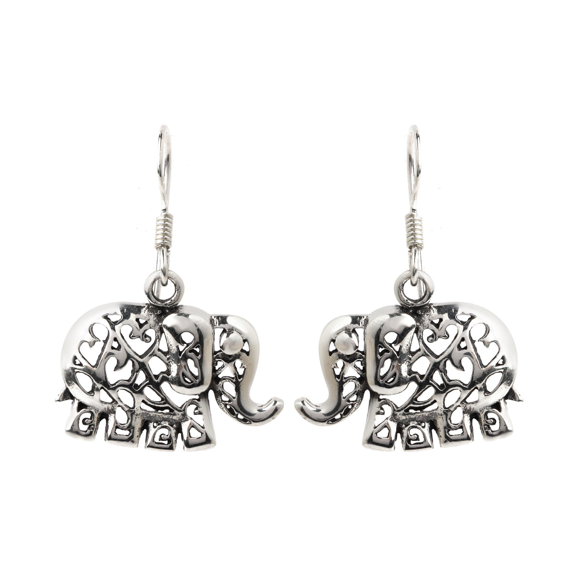 Sterling Silver Elephant Dangle Earrings – 925 Silver Good Luck Drops