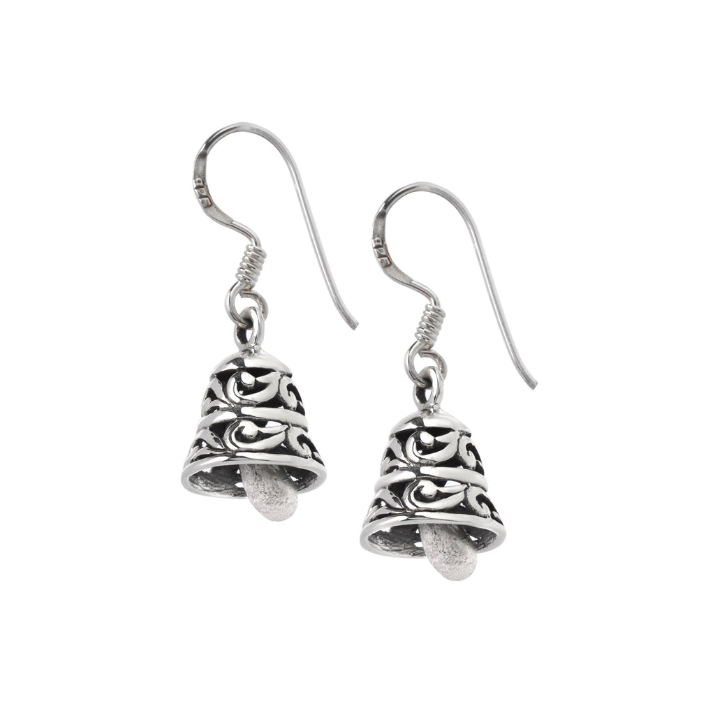 Sterling Silver Bell Dangle Earrings – Polished 925 Silver Drops