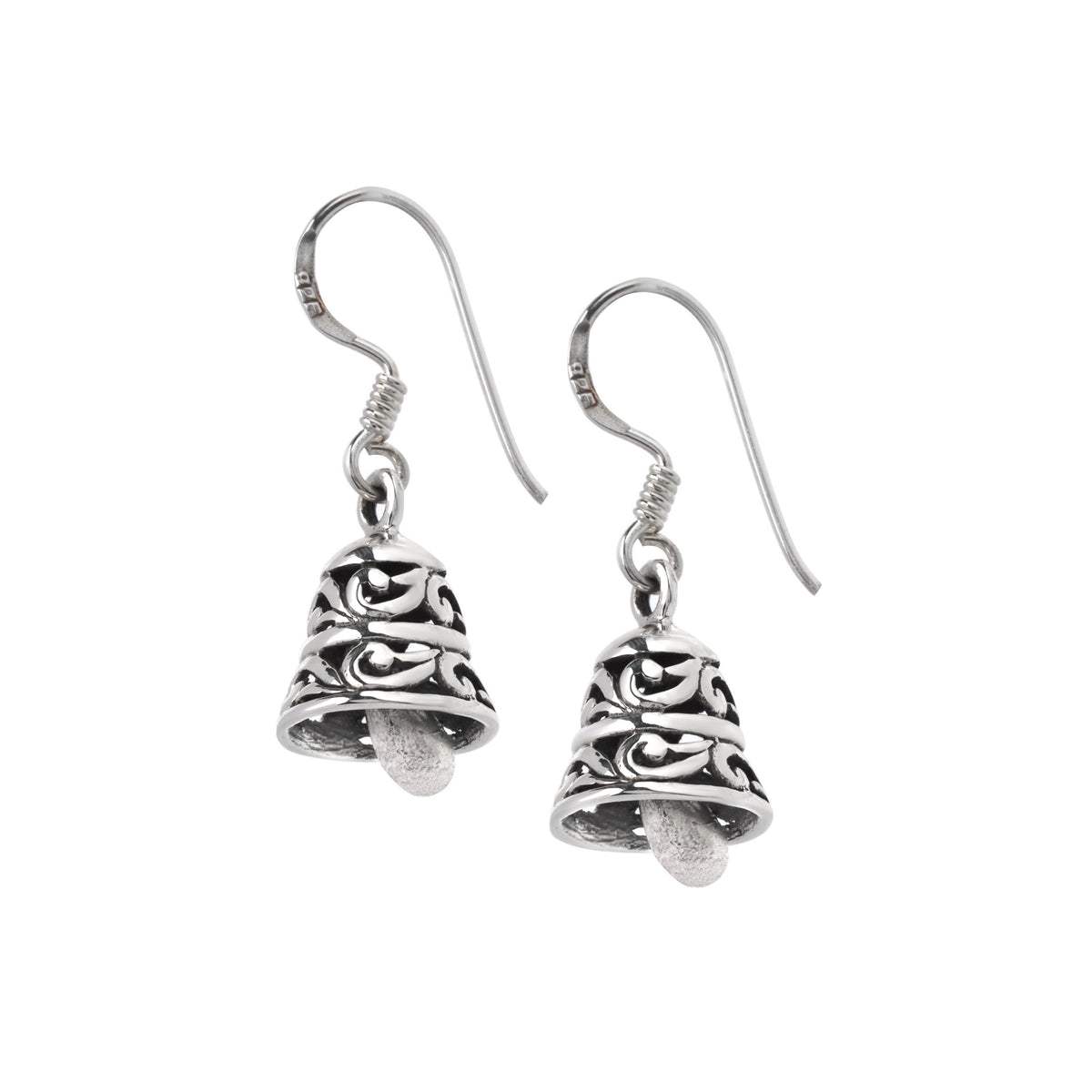 Sterling Silver Bell Dangle Earrings – Polished 925 Silver Drops