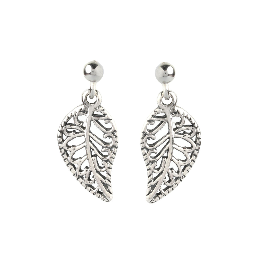 Sterling Silver Leaf Earrings – Small 925 Silver Leaf Drops