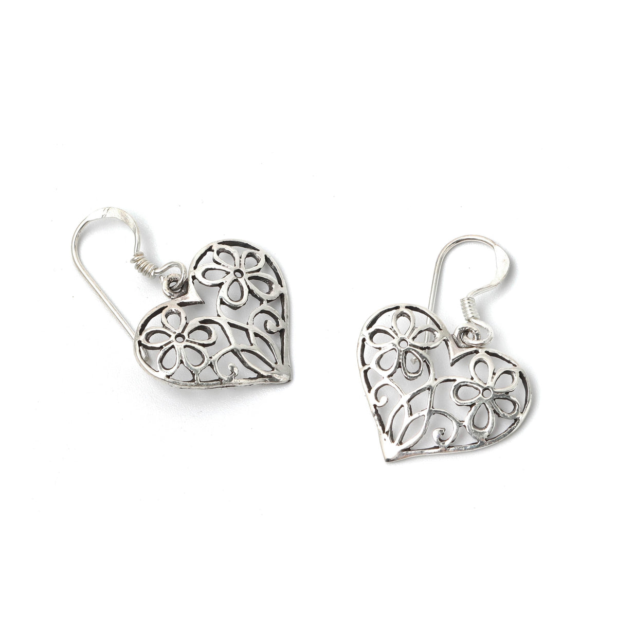 Sterling Silver Heart Drop Earrings – Polished 925 Silver Hearts