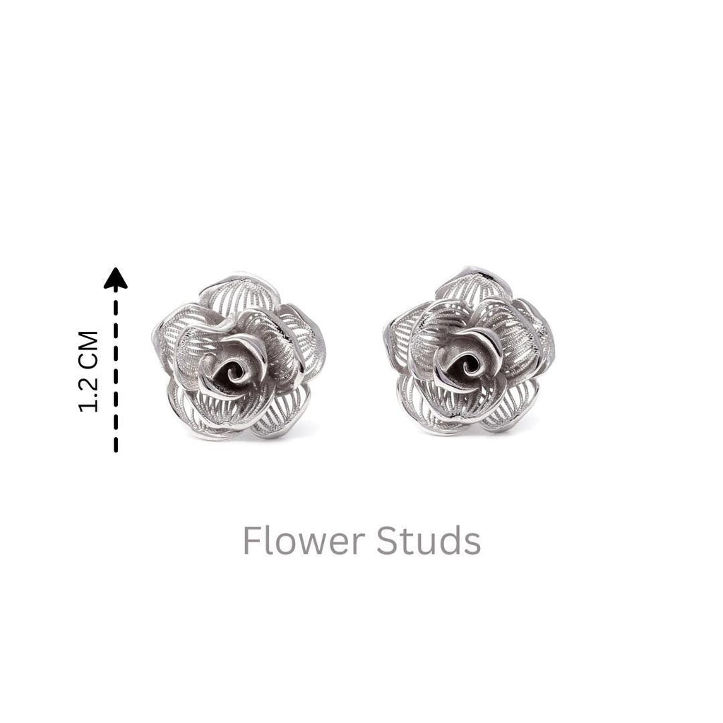 Sterling Silver Rose Earrings – Petite 925 Silver Rose Blooms