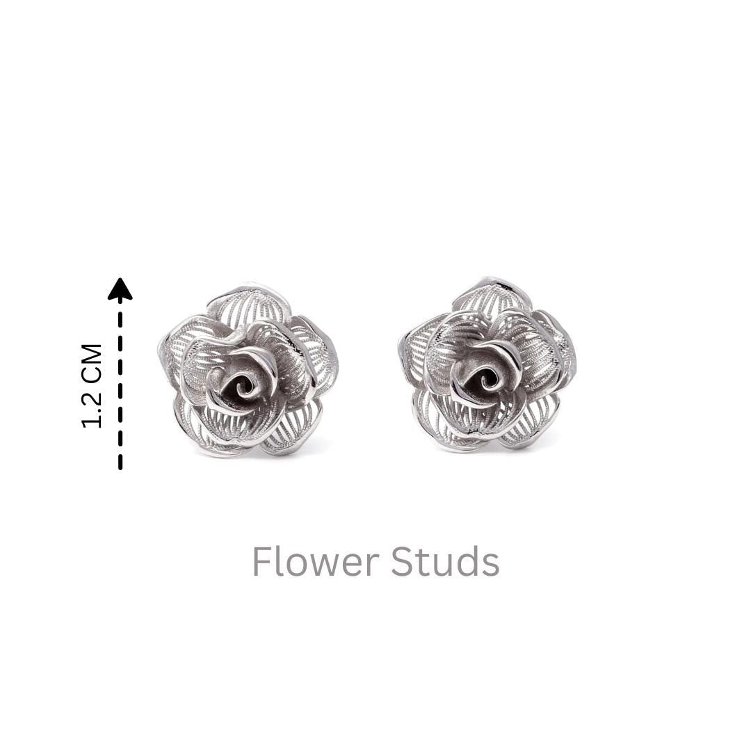 Sterling Silver Rose Earrings – Petite 925 Silver Rose Blooms